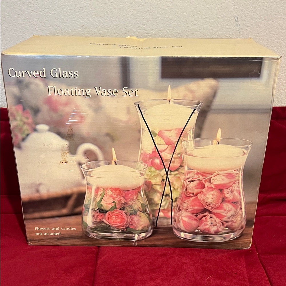 Set of 2 Curved Glass Floating Vase Set - Elegant Home Accent